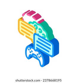 vector de icono isométrico de desarrollo de juegos de comunidad. signo de desarrollo de juegos comunitarios. ilustración de símbolo aislado