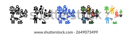 Community Garden Icon Collection With Multiple Styles