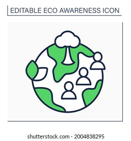 Community Garden Line Icon. Community-managed Open Spaces. Land Gardened Collectively By Groups Of People.Eco Awareness Concept. Isolated Vector Illustration. Editable Stroke