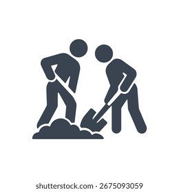 Gemeinschaftsgartenarbeit, Symbol einzeln auf weißem Hintergrund 
