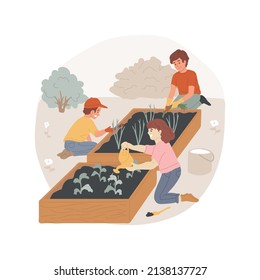 Community gardening isolated cartoon vector illustration. Learn to grow own plants, gardening after school class, learning and enrichment activity, early education program vector cartoon.