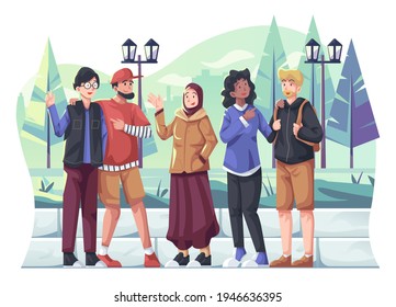 Community Gathering Illustration, People from different Background Unite and Connect with each other. This illustration can be used for website, landing page, web, app, and banner.