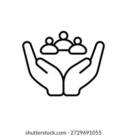 Community Group Connection Line Icon: Social Network