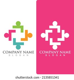Community group logo, network and social icon vector