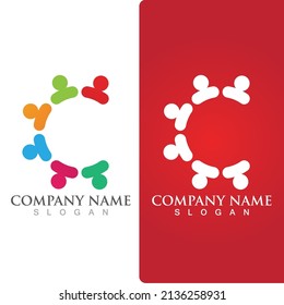 Logotipo de grupo comunitario, red e icono social vector
