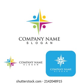 Logotipo de grupo comunitario, red e icono social vector