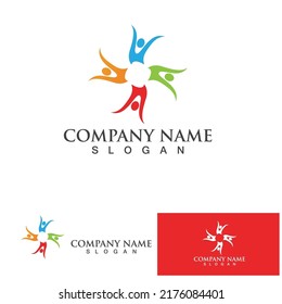 Gemeinschaftsgruppe Logo, Netzwerk und Sozialsymbol, Vektorgrafik