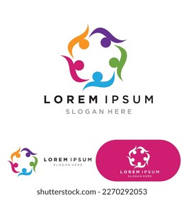 Community group logo, network and social icon vector