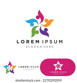 Gemeinschaftsgruppe Logo, Netzwerk und Sozialsymbol, Vektorgrafik
