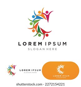 Community group logo, network and social icon vector