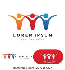 Logotipo de grupo comunitario, red e icono social vector
