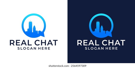 Community Group Social Media Platform Application Logo Design vector illustration template for Urban Conversation Discussion.