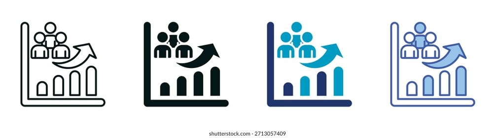 Conjunto de iconos de crecimiento comunitario que consta de varios estilos Ilustración vectorial