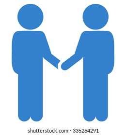 Community Handshake vector icon. Style is flat symbol, cobalt color, rounded angles, white background.