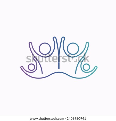 Community Harmony Logo - Four Abstract Line Art Figures in a Gradient Circle Symbolizing Unity, Diversity, and Social Connection