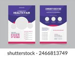 Community health Fair double-sided flyer design. Perfect for any poster, web banner or social media post. stories collection template design. EPS vector illustration.