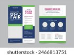 Community health Fair double-sided flyer design. Perfect for any poster, web banner or social media post. stories collection template design. EPS vector illustration.