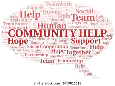 Community Help word cloud. Vector made with text only.