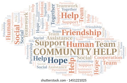 Community Help word cloud. Vector made with text only.