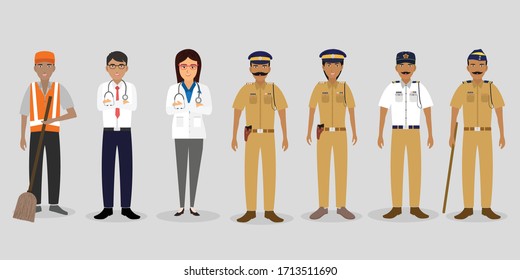 Community Helpers 24x7 Your Service Vector Stock Vector (Royalty Free ...