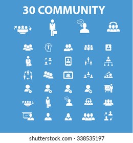 Community, Human Resources, Management Icons, Zeichen, Vektorkonzept gesetzt Infografiken, Mobil, Website, Anwendung
