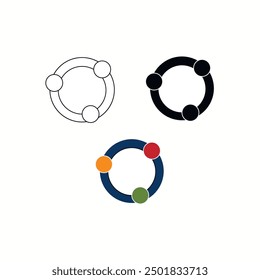 Icono comunitario de 3 tipos: color, blanco y negro, contorno.Vector