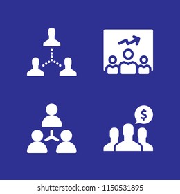 community icon. 4 community set with team and teamwork vector icons for web and mobile app