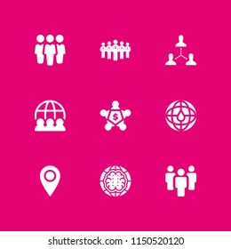 community icon. 9 community set with teamwork, pin, team and network vector icons for web and mobile app