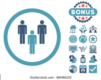Community icon with bonus pictures. Vector illustration style is flat iconic bicolor symbols, cyan and blue colors, white background.