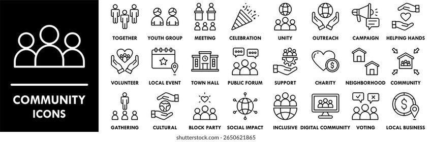 Community Banner Web Icon Illustration Konzept mit Icon von Team, Gruppe, Teamwork, Support, zusammen