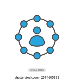 Community icon. Connection circle symbol. Social media network vector illustration in color fill style.