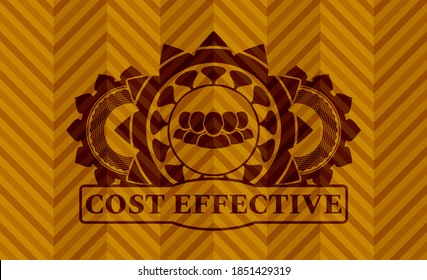 Community icon and Cost effective text abstract orange color emblem. Geometric delicate background. Intense illustration. 