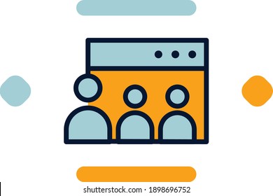 Community icon filled line color in flat design website, internet and business elements