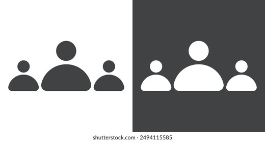 community icon Flat set in black and white color outline vector