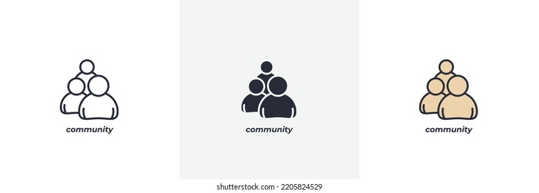 Community Icon. Line, Solid And Filled Outline Colorful Version, Outline And Filled Vector Sign. Idea Symbol, Logo Illustration. Vector Graphics