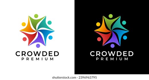 Community Icon Logo Design Vector Template. Friendship, Teamwork, People Connectivity, Crowd, Umbrella, Kids, Collaboration logo Design Inspiration. Colorful modern community logo.
