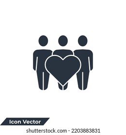 Gemeinschaftssymbol, Vektorgrafik. Menschen- und Herzsymbolvorlage für die Kollektion von Grafik- und Webdesign