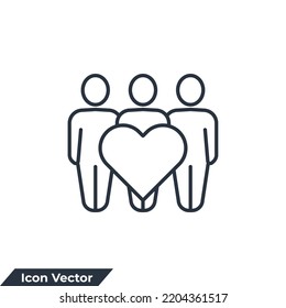community icon logo vector illustration. people and hearth symbol template for graphic and web design collection