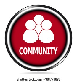 Community icon on red button vector illustration