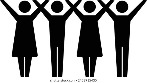 Community icon, people with love, unity and harmony society in a glyph pictogram illustration
