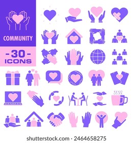 Community icon set. Flat style.