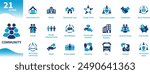Community icon. Set of icons of people, groups, solidarity, connection, family, donation. Solid vector icons