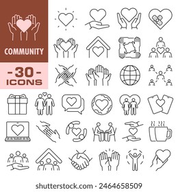 Community icon set. Linear style.