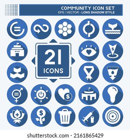 Community Icon Set. suitable for Education symbol. long shadow style. simple design editable. design template vector. simple symbol illustration