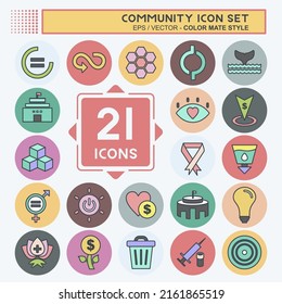 Community Icon Set. suitable for Education symbol. color mate style. simple design editable. design template vector. simple symbol illustration