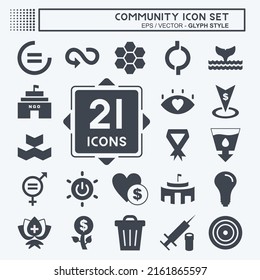 Community Icon Set. suitable for Education symbol. glyph style. simple design editable. design template vector. simple symbol illustration