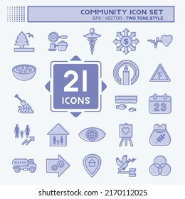 Community Icon Set. suitable for Education symbol. two tone style. simple design editable. design template vector. simple symbol illustration