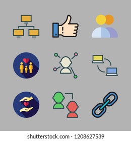 community icon set. vector set about like, network, link and group icons set.