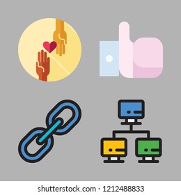 community icon set. vector set about like, charity, networking and link icons set.