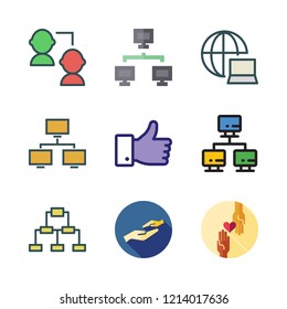 community icon set. vector set about network, like, charity and networking icons set.